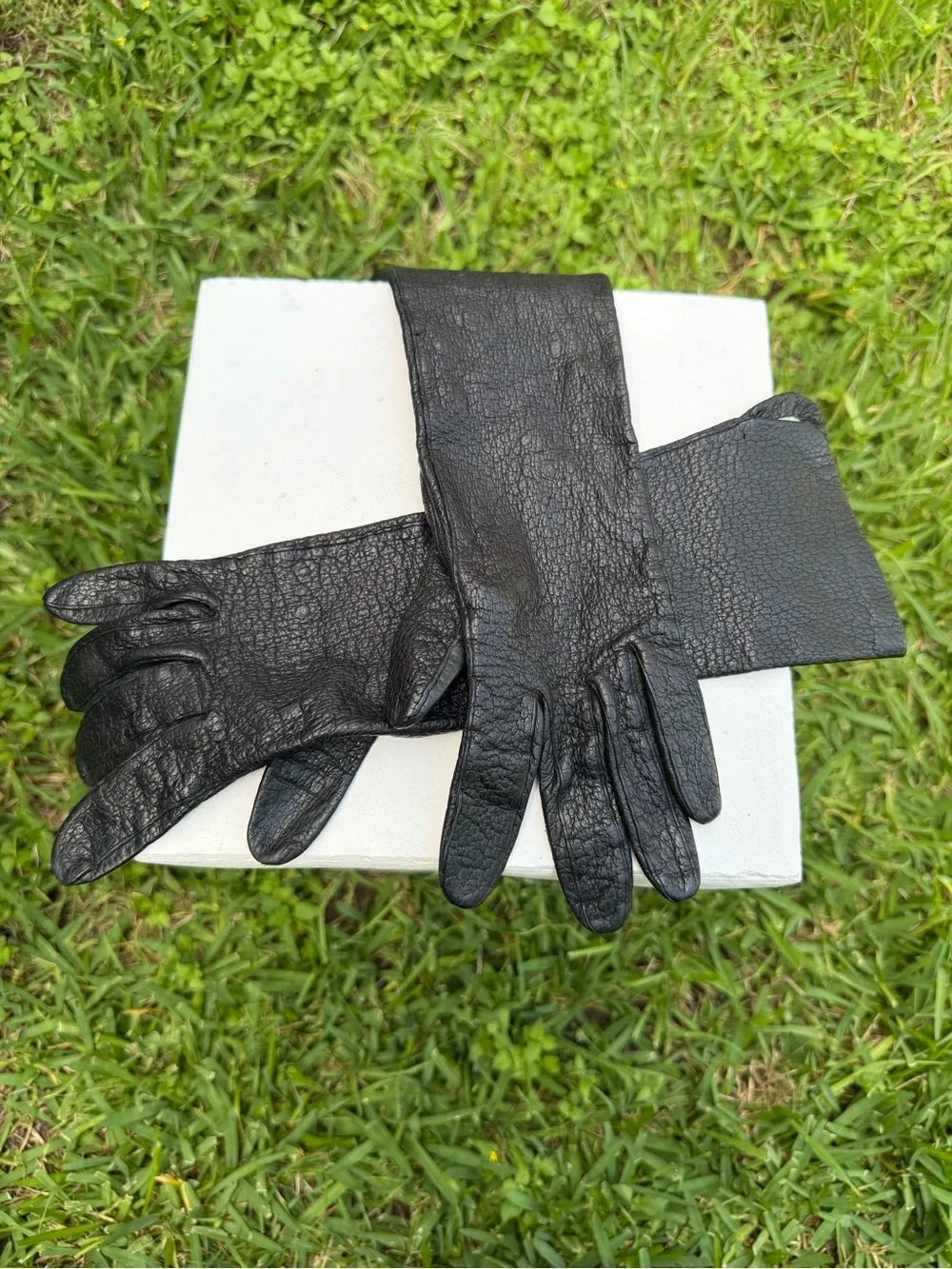 Women's Black Leather Long Gloves - Classic Wrist-Extending Style